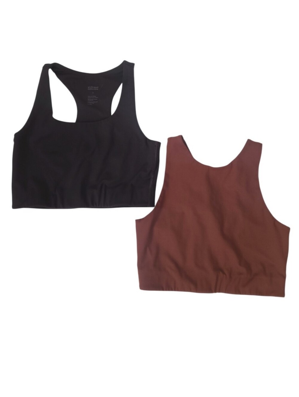 Girlfriend Collective Racerback Sports Bra Crop Top Black & Brown Womens MED